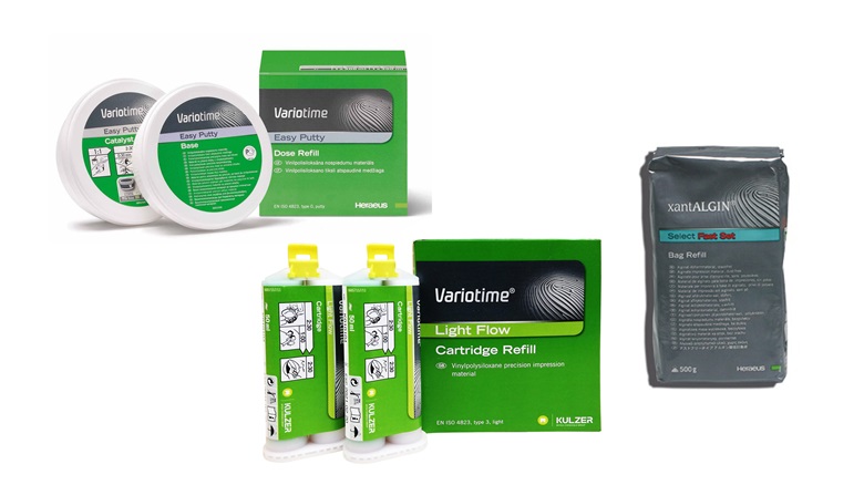AKCIJA - Variotime easy putty refil 600ml x 3 & Variotime light flow 2x50ml x 3 & Alginat Xantalgin fast 500g x 3 & pribor