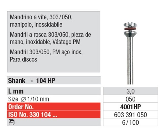 Mandrela za nasadnik 4001HP 6kom