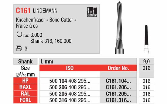 Svrdlo kirurško Lindeman 3kom RF161.016.316