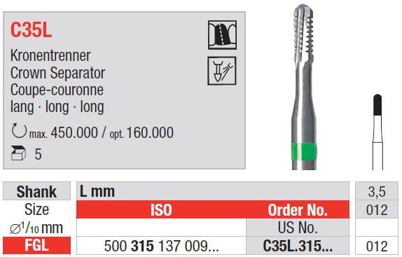 Svrdlo za skidanje krunica C35L.315.012 5kom